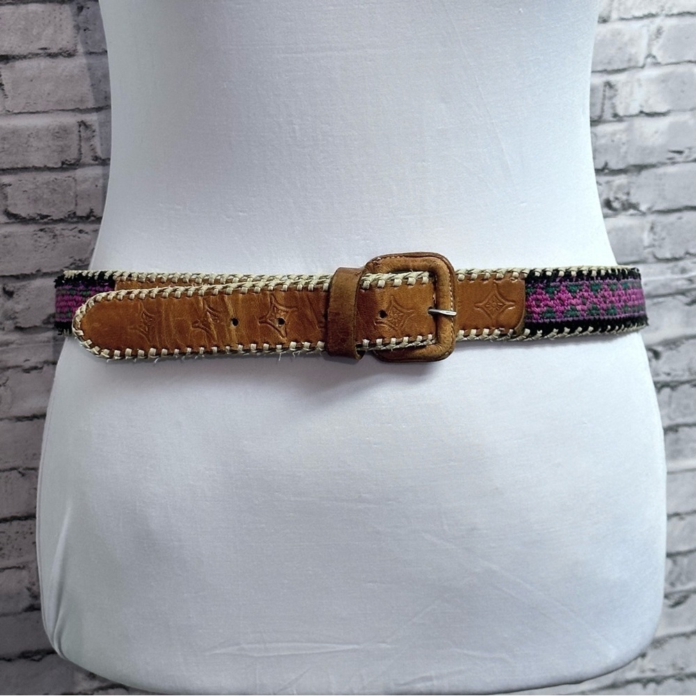 Unisex Woven Belt Pink/Green/Black 41" X 1"